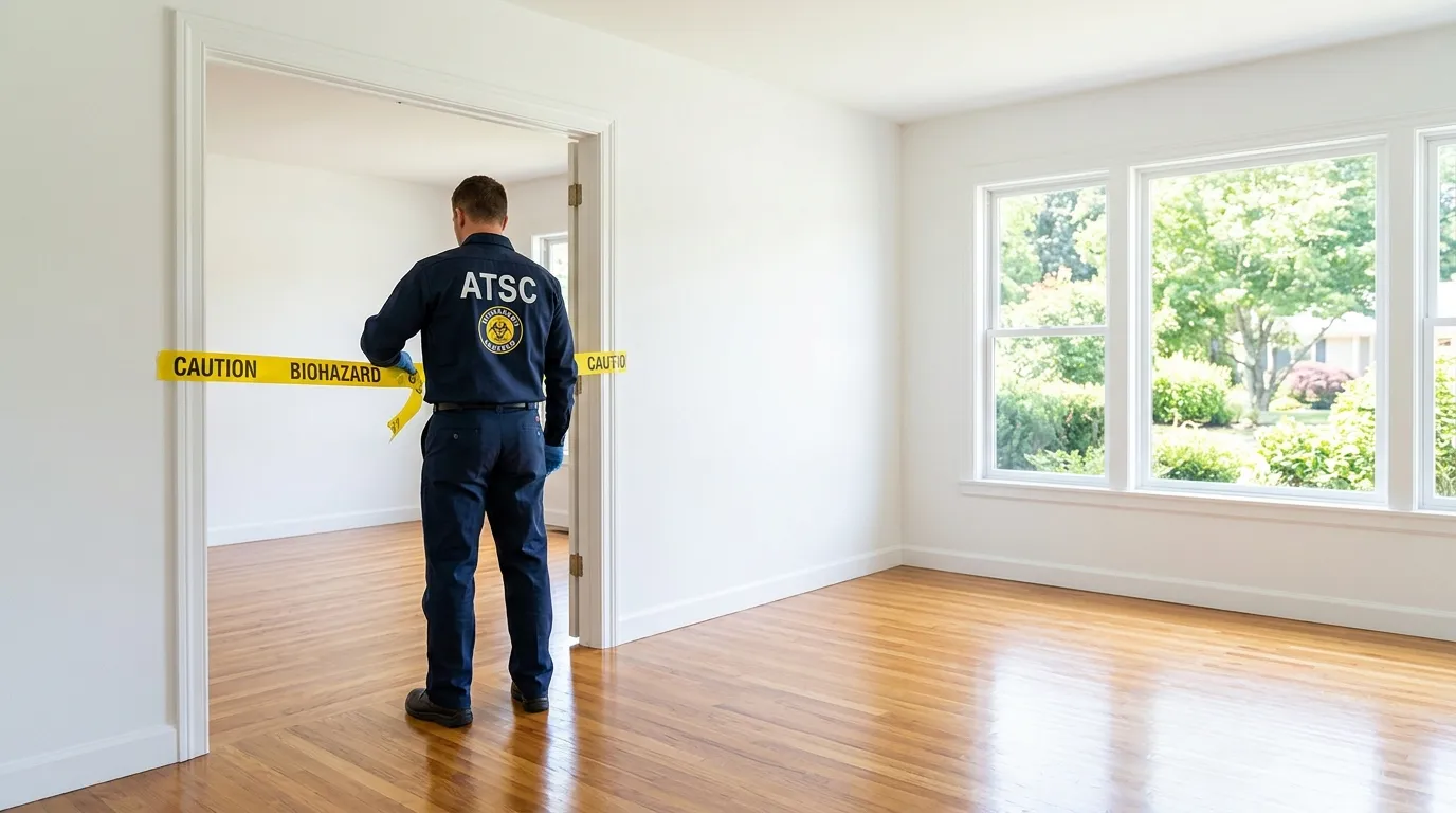 Certified biohazard cleanup crew performing Trauma Scene Cleanup in Anniston